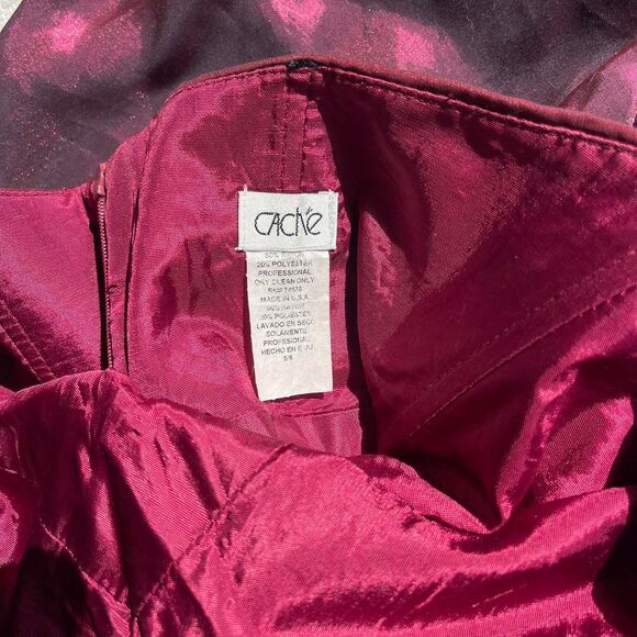 Gorgeous vintage cache burgundy silk maxi dress with halter neck - Picture 4 of 7